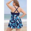 Plus Size Two Piece Swimsuit Printed Flattering Conservative Bathing Suit For Women