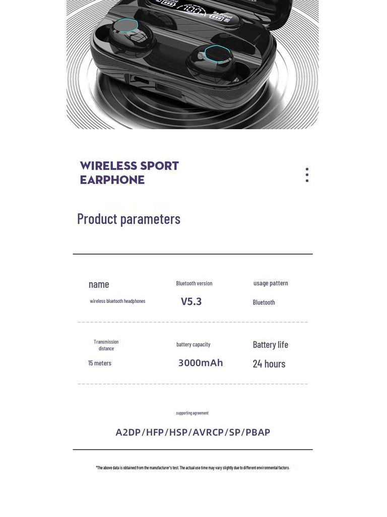 Bluetooth Noise-Cancelling Earbuds with Ultra-Long Battery Life, In-Ear Design, Digital Display, and High-Quality Sound.