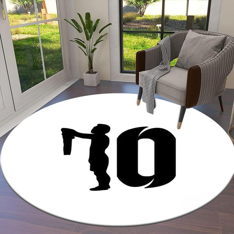 Lionel Messi Round Area Rug,Carpet Rug for Living Room Bedroom Sofa Playroom Decor,Non-slip Floor Mat