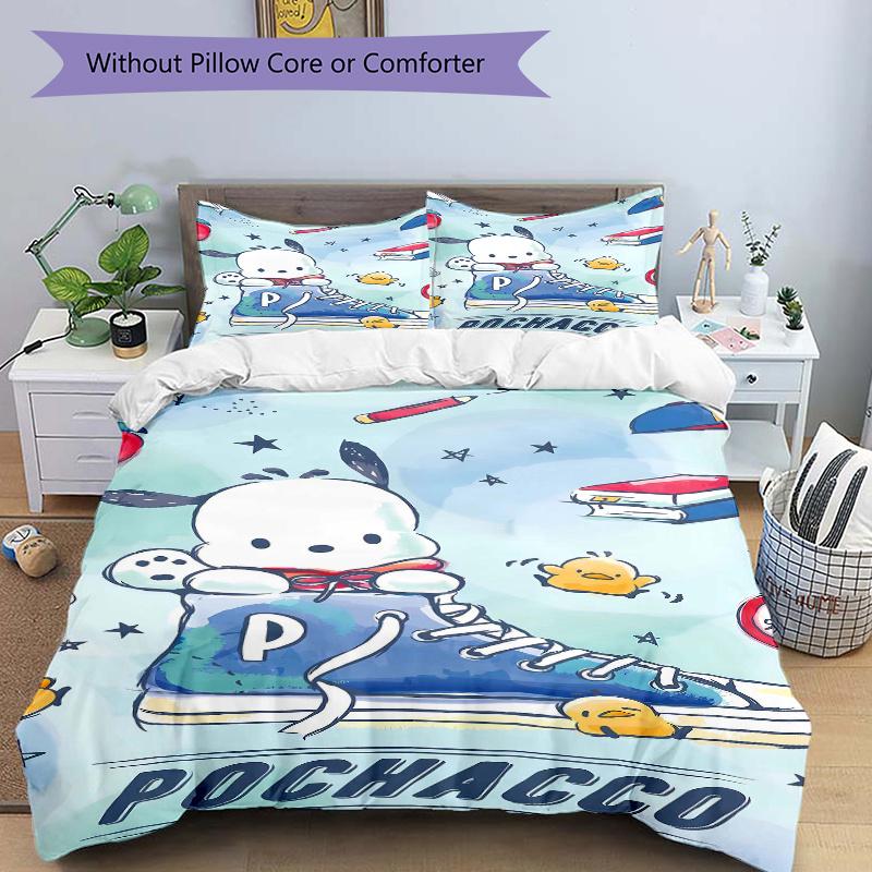 3pcs Pochacco's Adventure Printed Quilt Set Soft and Comfortable Quilt Cover for Bedroom, Guest Room Bedding Set S073