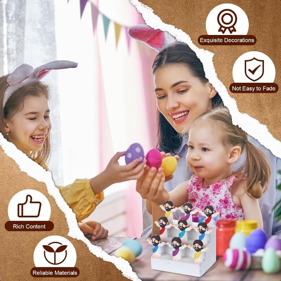 Bememo 50 Pieces Easter Mini Jesus Figurines Toys Original Design Little Jesus Doll Gifts To Hide and Seek Classic Christ Savio