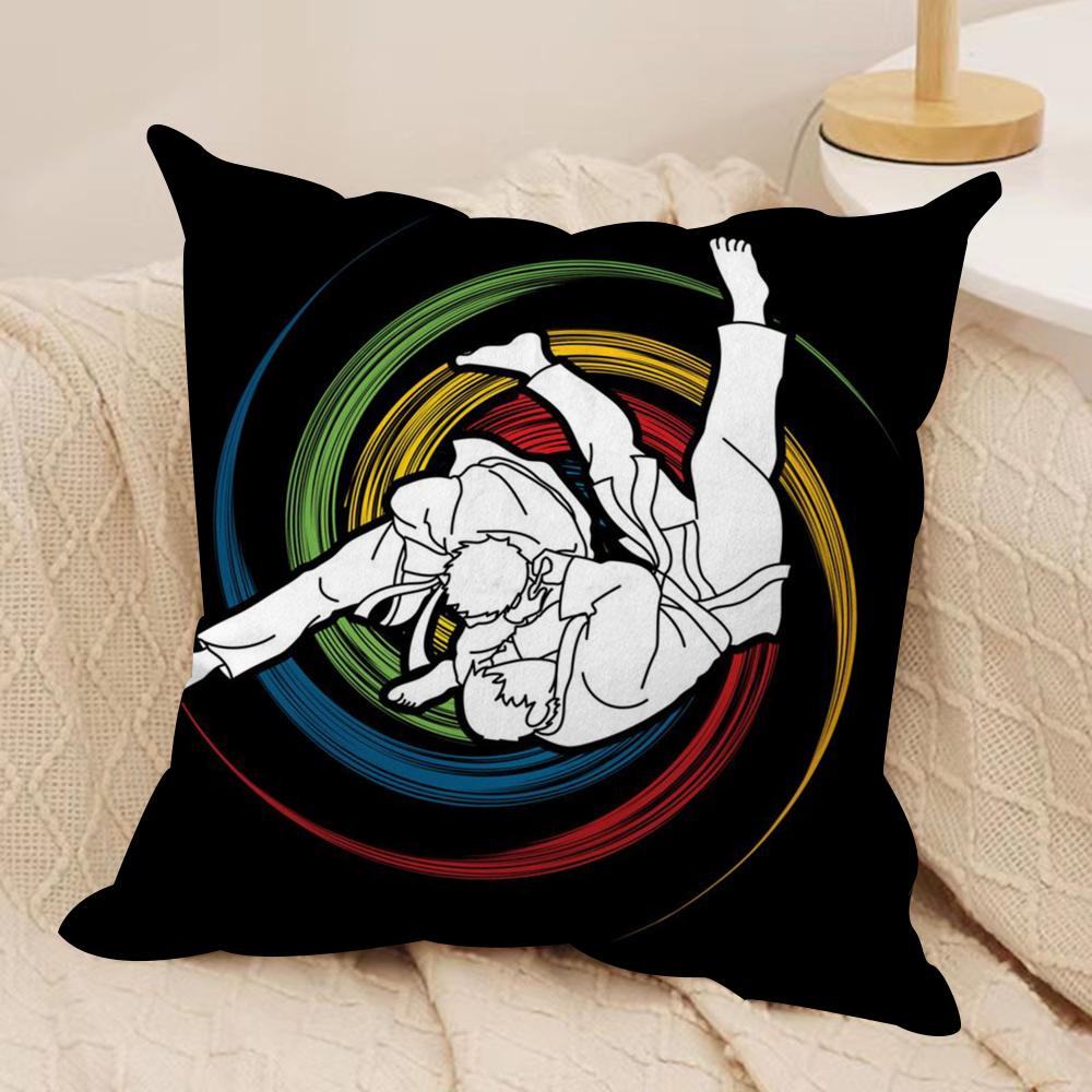 Sports Judo Martial Arts Cushion Cover Soft Plush DoubleSided Printed Sofa Pillow Cushion Cover Cozy AllSeason Decor Gift