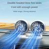 Car USB Fan Dual Head Cooling Independent Switch 3 Speed 360 Degree Adjustable Car Electrical Appliances Energy Saving Low Power