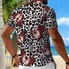 Women Short Sleeve Polo Shirt Black Neon Green Blue Purple Gradient Leopard Spot Half Zip Lapel Top