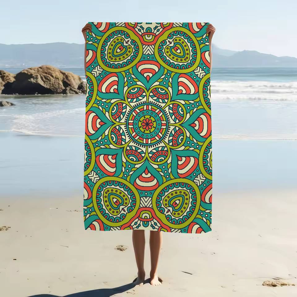 Classical Floral Pattern Print Microfiber Printed Beach Towel Mountain Climbing Yoga Beach Swimming Running Absorbent Soft Towel