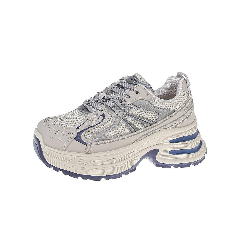 

Кроссовки Dad shoes женские 2024 новые повседневные спортивные туфли с толстой подошвой, амортизация, легкие модные универсальные кроссовки 35 белый