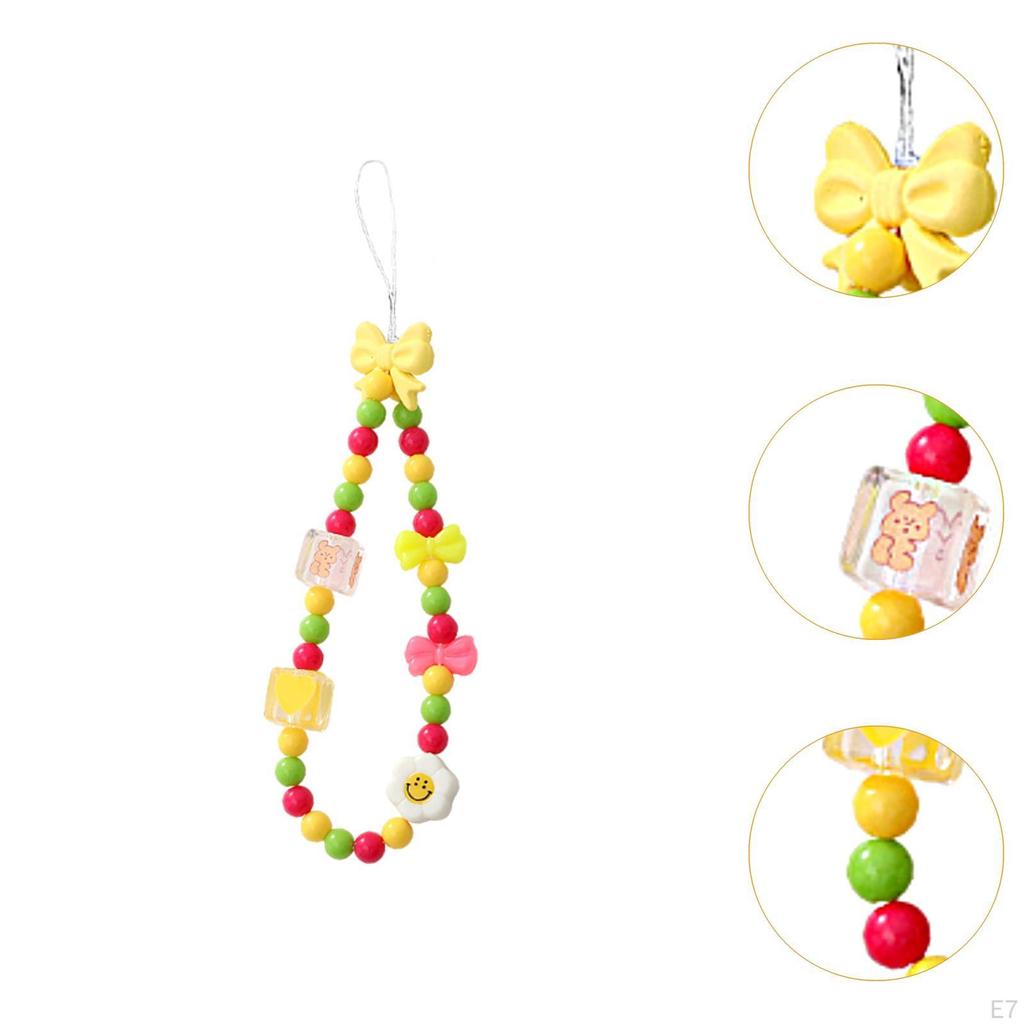 Beaded Phone Lanyard Cute Bracelet Keychain Bag Pendant Decoration Wrist Strap
