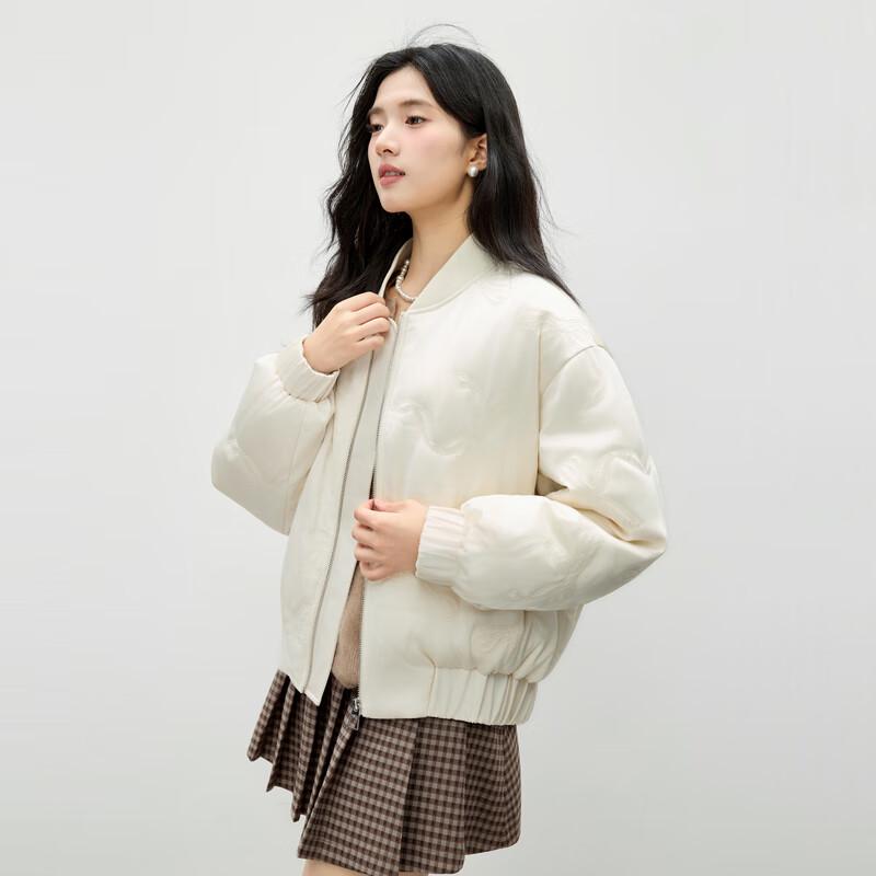 

Qiushui Yiren Женский элегантный пуховик на зиму с вышивкой в виде банта L