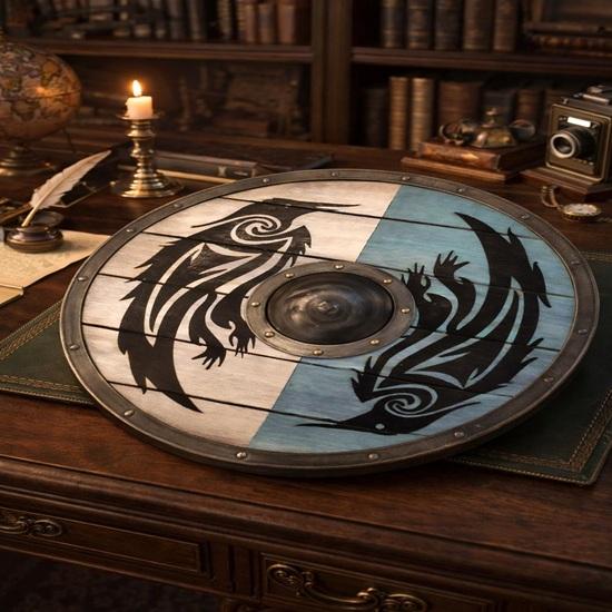 

Raven Wooden and Iron handmade 60.96 cm round Medieval Viking, Valhalla Sidelever cosplay Decor Christmas Father’s Day Gift