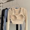 Women's Sheer Mesh Long Sleeve Cutout Crop Top Slim Fit Stretchy Yoga T-Shirt for Fitness Casual Wear