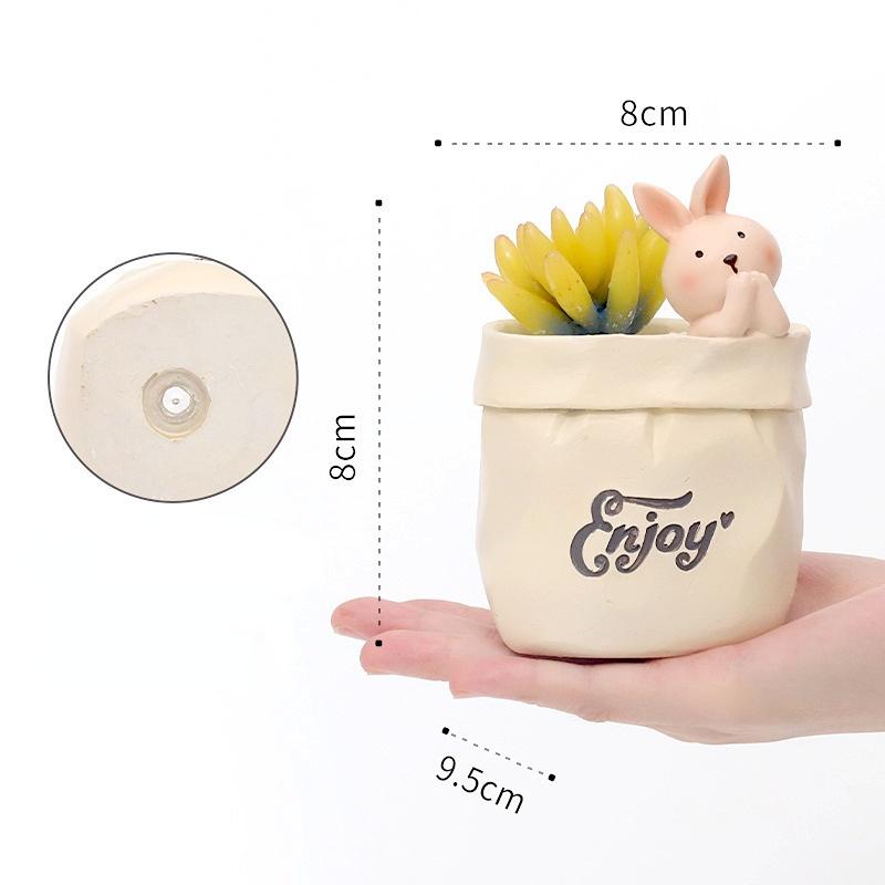 Creative Nordic Paper Bag Meaty Small Flower Pot Balcony Home Decoration Potted Table Top Mini Resin Vase