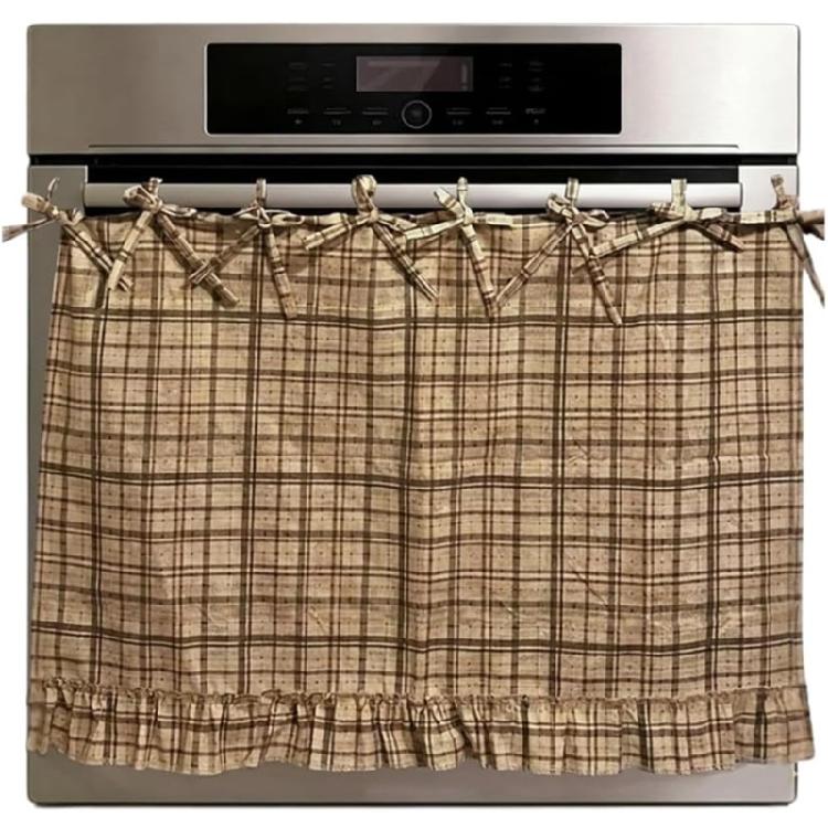 Charm Hand Stitched Oven Cover Curtain With Hide Feature For Farmhouse Kitchens