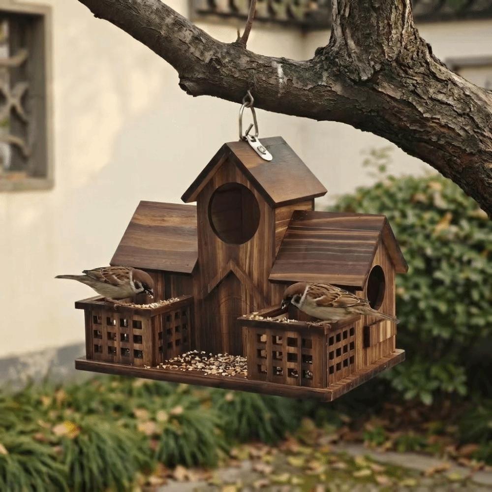 Waterproof Bird Feeding Birdhouse Hanging Bird Nesting Box Outdoor Birdhouse  Wild Birds Habitat