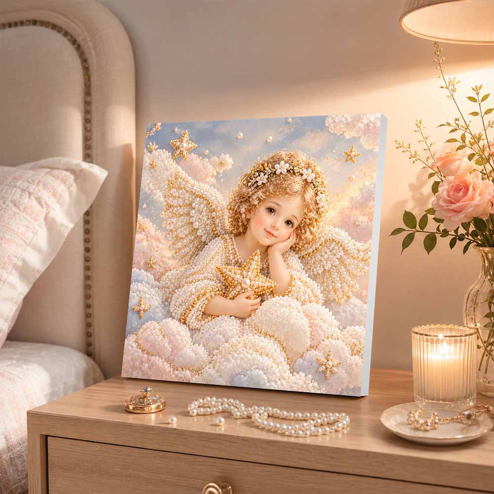 Pearl Painting 5D DIY Decorative Painting. Cute Birthday Gift. Angel Star Clouds Handmade Art Painting