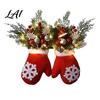 Christmas Hanging Ornaments Mitten Door Hanger Red White Glove Ornament with Pine Cone Berries Holiday Home Accents Fabric Wall Decor for