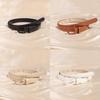 Womens Faux Leather Belt With Geometric Alloy Buckle For Daily Casual Use