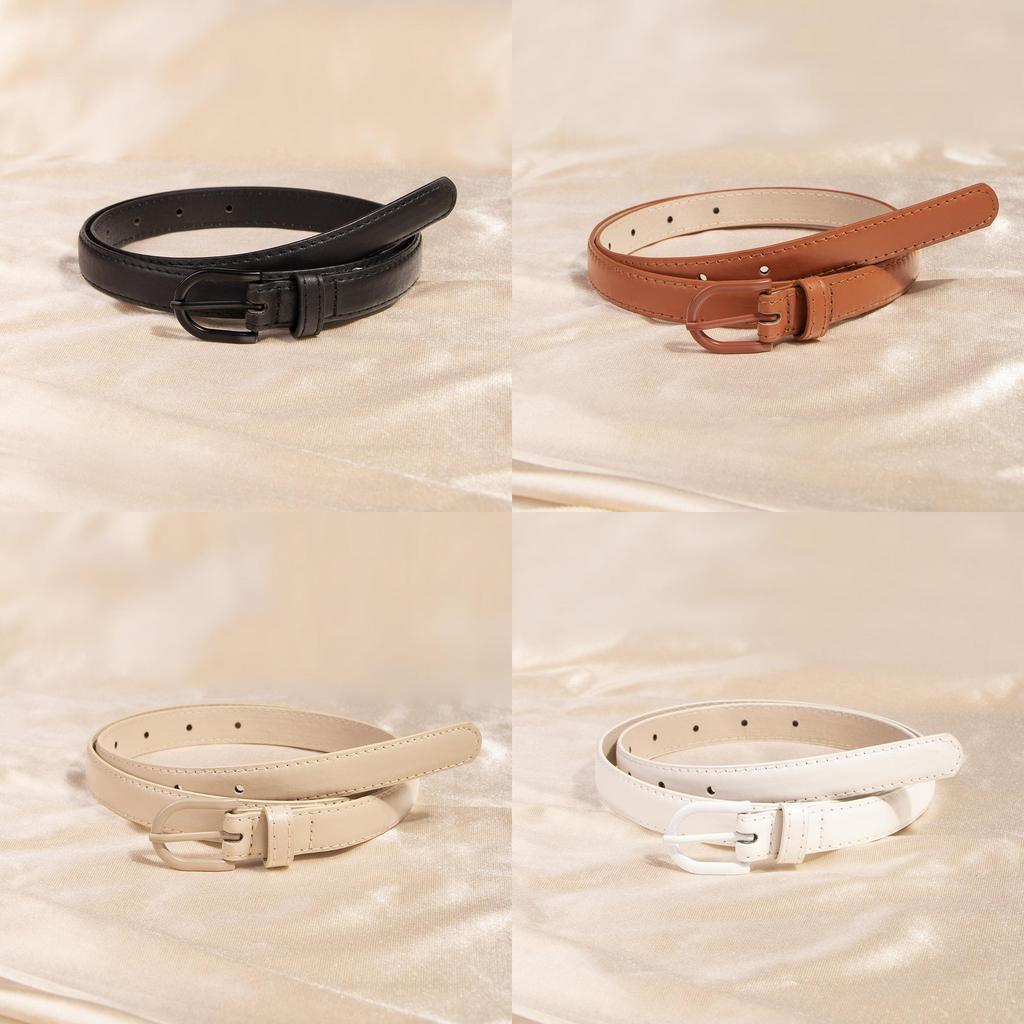 Womens Faux Leather Belt With Geometric Alloy Buckle For Daily Casual Use
