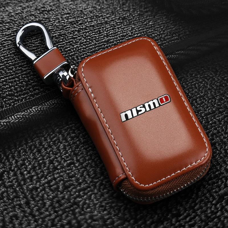 

1Pcs Leather Emblem Car Key Case Keychain Zipper Key Case Bag For Nissan Nismo X-Trail T32 T31 Qashqai Tiida Teana Car Styling Nismo