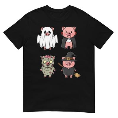 Pig Spooky Witch Boo Zombie Cute Pig Halloween Boys and Girls T-Shirt