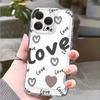 Black Love Heart Text Pattern Phone Case for Xiaomi Redmi Note 15 14 13 12 11 10 9 8 7 Pro Plus Soft Shockproof Protective Cover