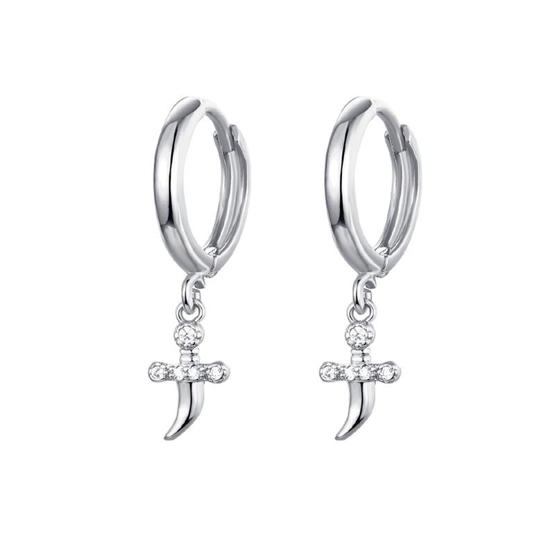 CRMYA Vintage Piercing Ear CZ Zircon Cross Earring Gold Silver Filled Drop Earrings For Women Hoop Earings Jewelry Wholesale