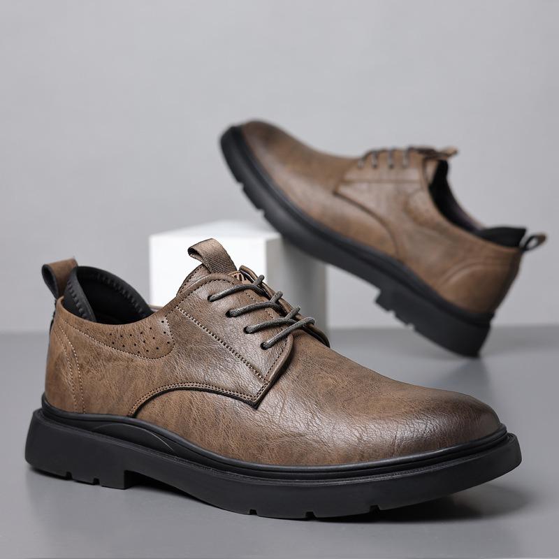Men's Casual Leather Shoes Spring New Fashion Trend Single Shoes Retro Tooling Shoes Men