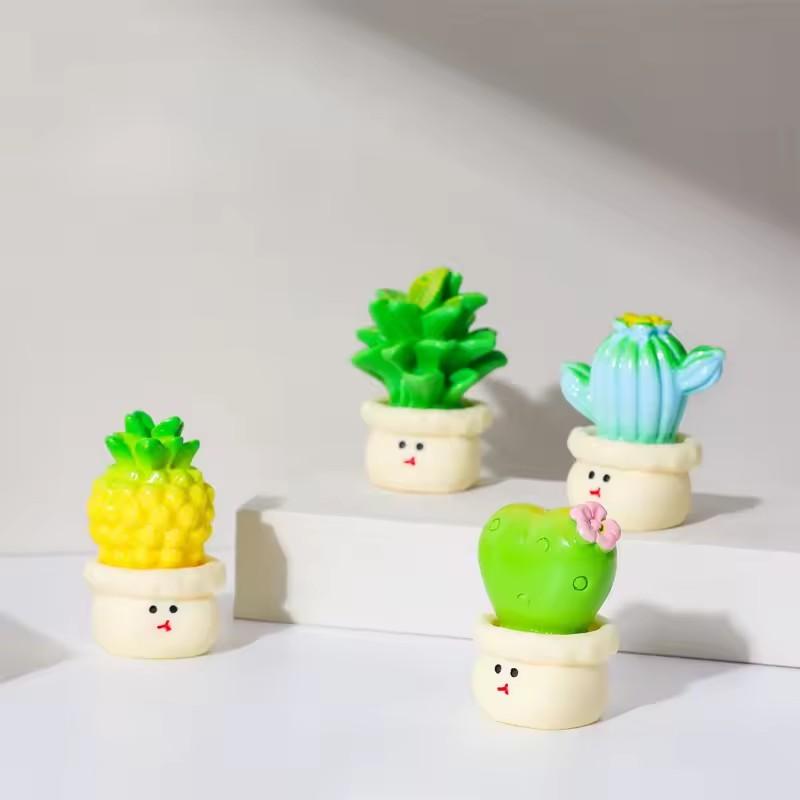 Resin Cartoon Solid Color Fruit Plant Small Potted Creative Car Decoration Desktop Computer Keyboard Ornament Set