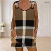 Women Plus Size Ring Strap Sleeveless Geometric Printed Tank Top And Pocket Shorts Two Piece Set