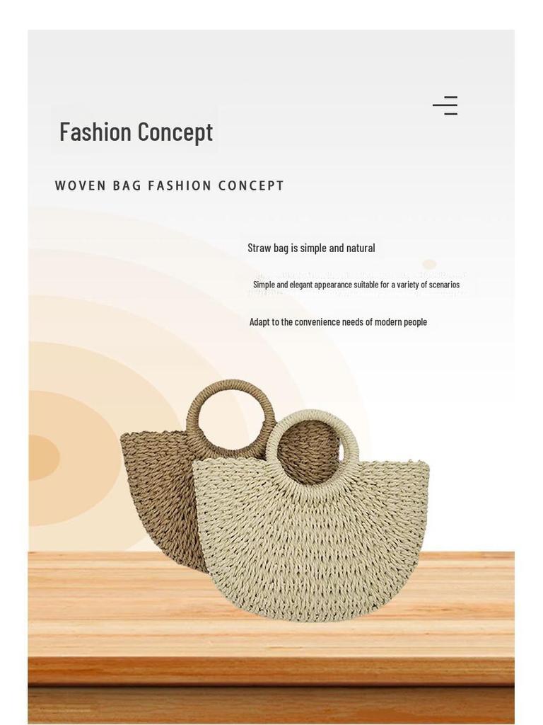 2024 Herbst Stroh Gewebte Handtasche - Große Kapazität Strand- & Urlaubs-Tragetasche