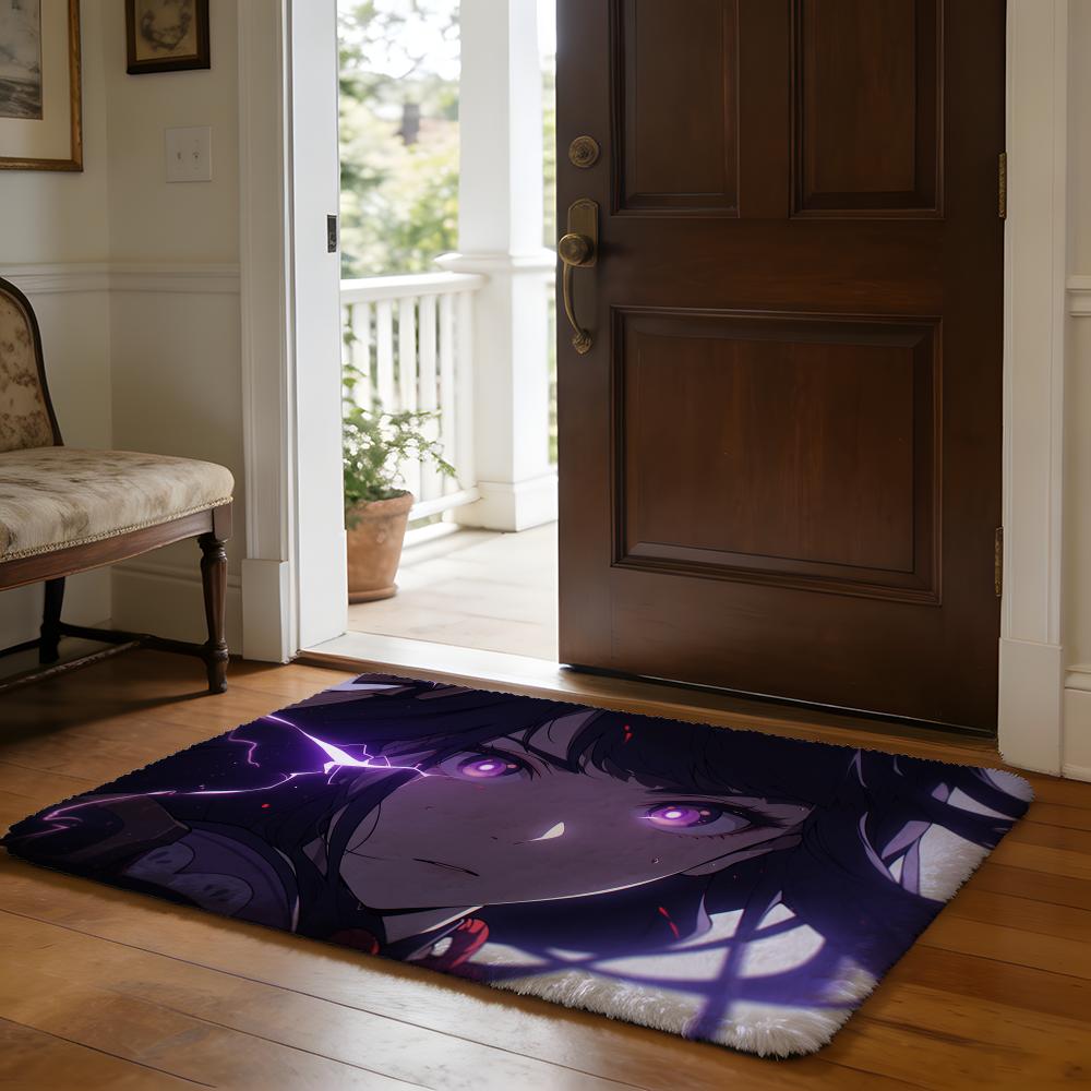 Genshin Lmpact Raiden Shogun Floor Mat Soft Flannel Absorbent Mat Non-Slip Rug Home Bedroom Bathroom