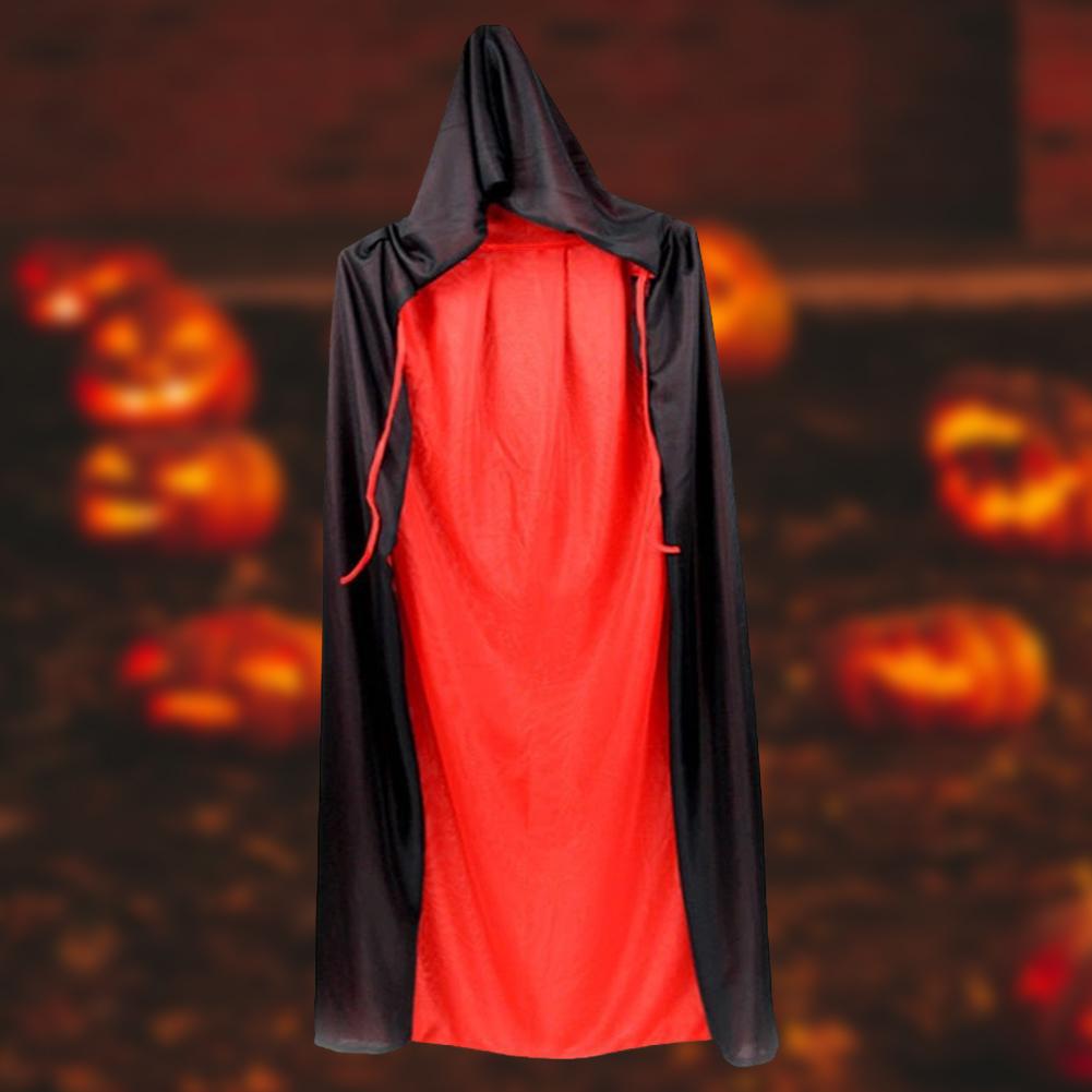 Halloween Cosplay Costume with Long Hooded Red Black Robe Witch Grim Reaper Carnival Coat for Kids Adult Party