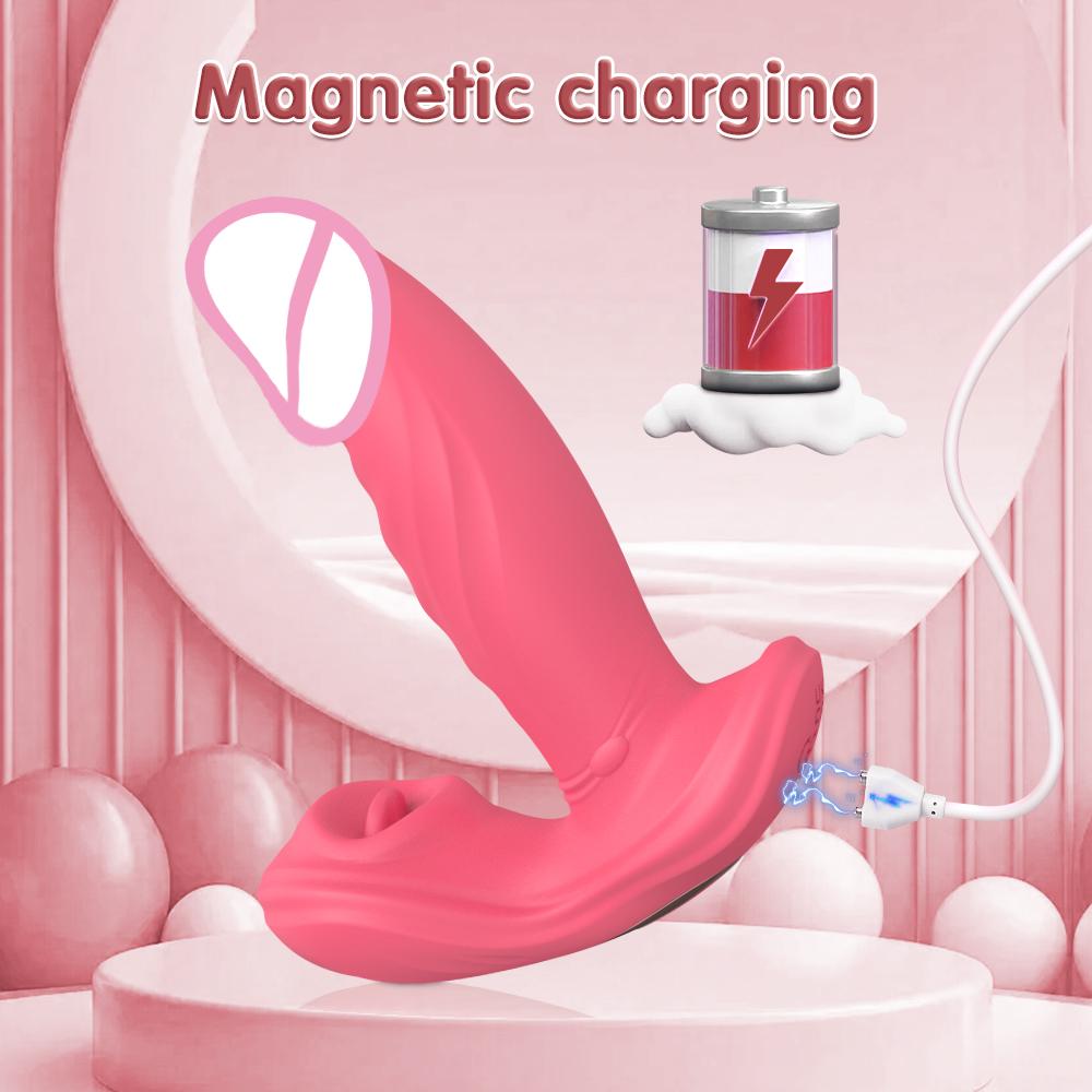 2 In 1 Penetration Vagina Vibrator Masturbation Tools for Women Tongue Licking Clitoris Stimulator Dildo Vibrator Adult Toys