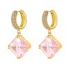 Diamond-Shaped Charm Pendant Earrings Dazzling Transparent Zirconia Statement Earrings Party Jewelry :VE1170