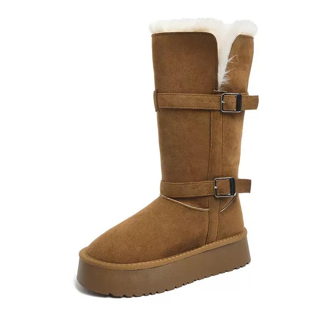 Women's soft elastic cold warm padded snow boots thick bottom heightening non-slip wear outdoor leisure sports long cotton boots