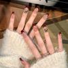 Luxury Burgundy Glitter Ombre French Press-On Nail Set for Autumn/Winter