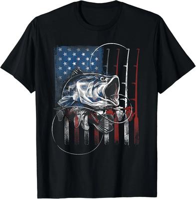 Fishing American Flag Vintage T-Shirt USA Bass Fisherman Gift Unisex T-Shirt