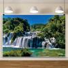 Large Waterproof Waterfall Tapestry Canvas Art Print Nature Forest Landscape Wall Hanging Boho Home Decor River Scene Aesthetic