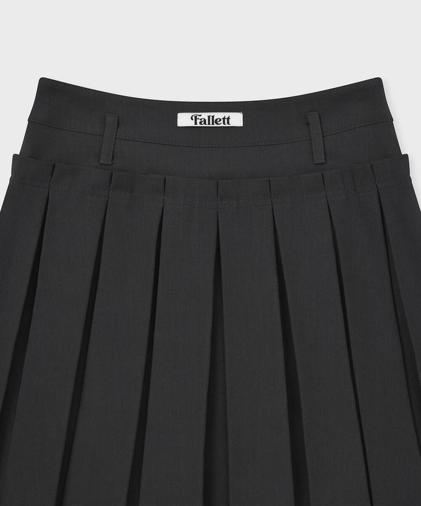 Pallet Double Layered Pleated Skirt Charcoal