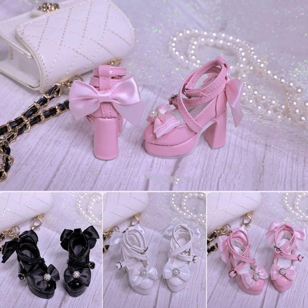 1 Pair 1/3&1/4 BJD Doll's Shoes Pearl Dress Up Doll Shoes Bowknot High Heels  1/3&1/4 BJD Dolls