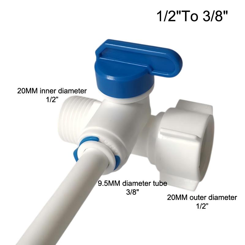 1/2 Thread To 1/4 3/8 Quick Connect Water Purifier Diverter Valve RO Feed Ball Valve For RO Water Filter System Home Kitchen