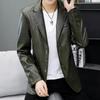 Autumn Winter Flocking Turn-down Collar Solid Color Pockets Cardigan Coats Casual Men's Clothing Preppy Style Moto Biker Tops