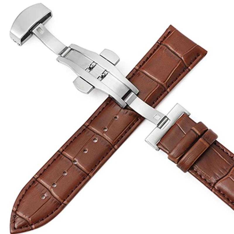 

Slub Pattern Cowhide Watchband Universal Genuine Leather Wristband Men Women Waterproof Belt 16/18/20/22/24mm Watch Accessories 18mm коричневый