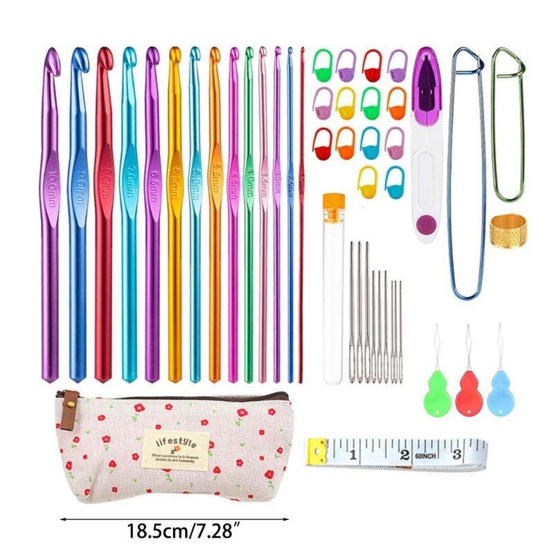 Crochet Hooks Set Aluminium Crochet Needle for Crocheting with Ergonomic Handle