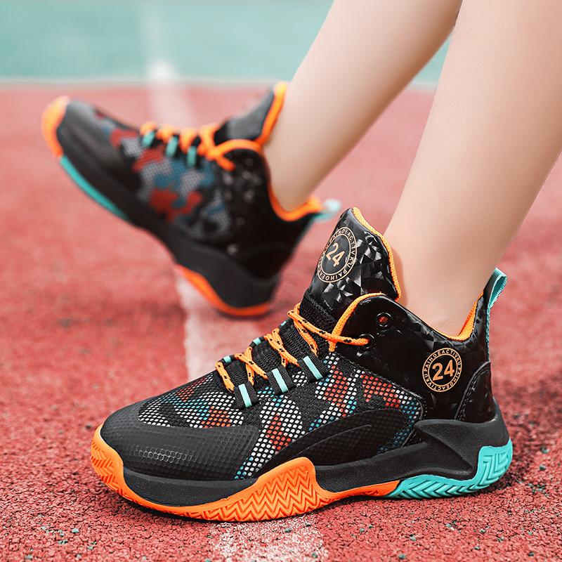 Modedesign Kinder Basketballschuhe High-Top Knöchelstütze Sneaker Atmungsaktives Mesh Jungen Mädchen Sportsneaker Stoßdämpfung
