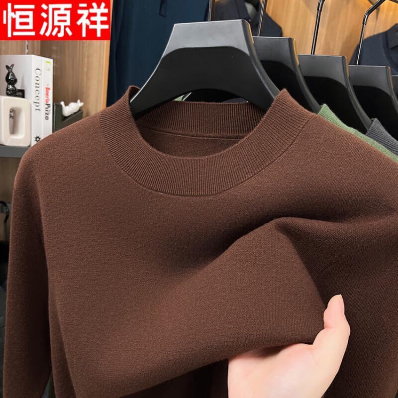 Hengyuanxiang Men's Winter Round Neck Cashmere Blend Thickened Sweater