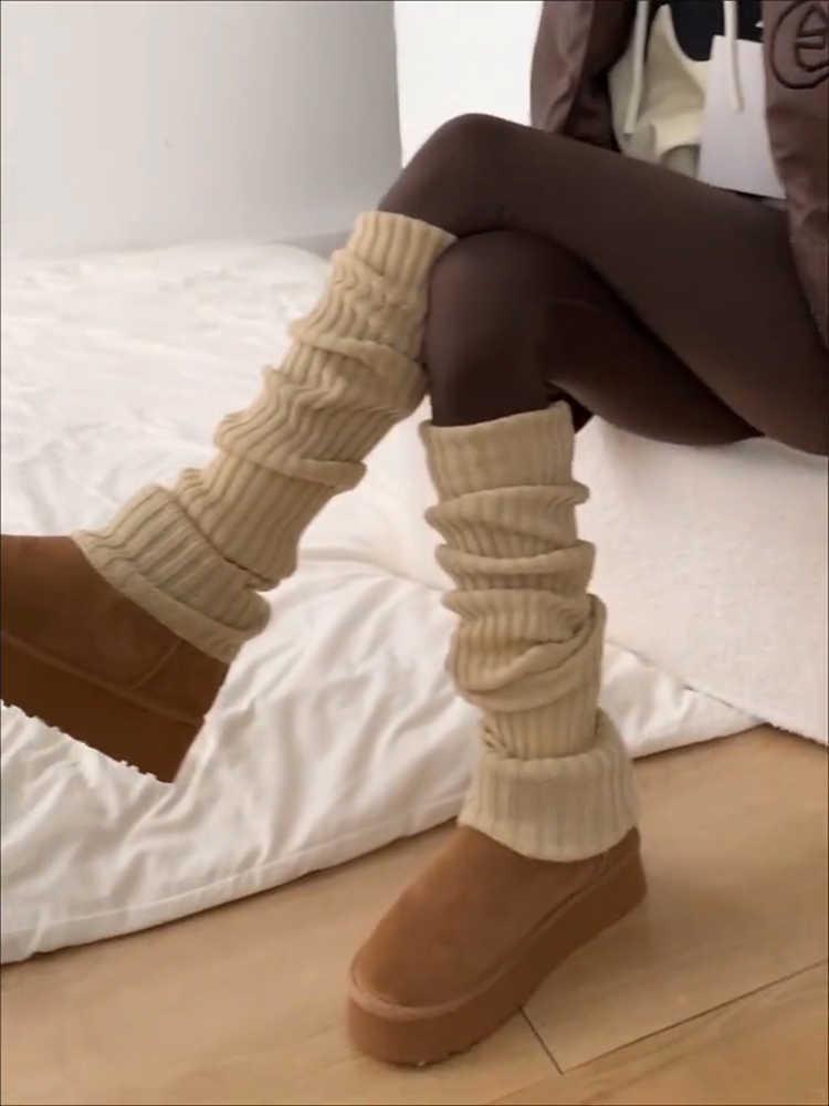 JK Spicy Girl Extra-Lange Gestrickte Beinwärmer - Dicke Warme Überknie-Socken für Damen für Herbst & Winter