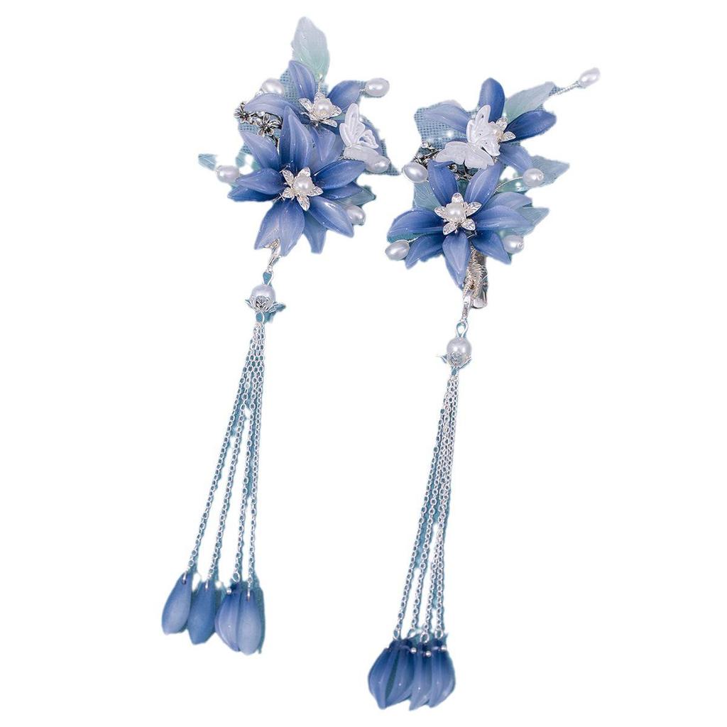 Ming Dynasty-Inspired Retro Floral Tassel Hairpin - High-End Hanfu Hair Accessory