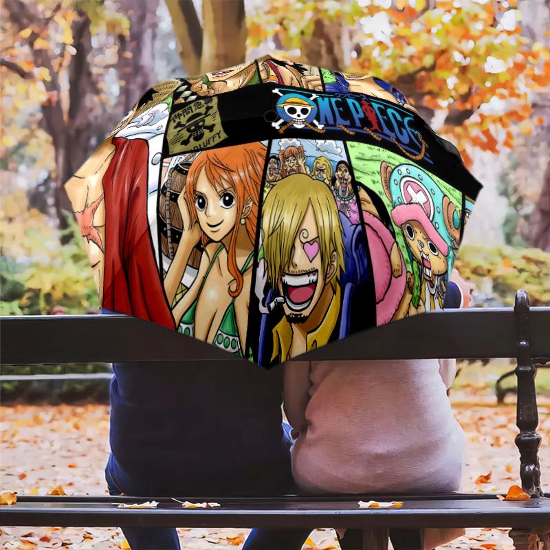 1 PC Automatic Folding Umbrella - Anime One Piece Pattern Portable Foldable Design With 8 Ribs Christmas Birthday Gifts
