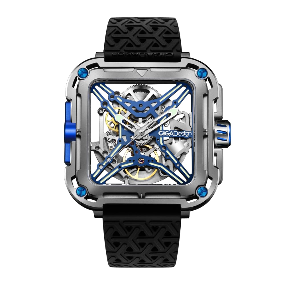 

Automatic Watch CIGA Design Series X GORILLA Titanium Blue Titanium Genuine Product Black [SIGA Design] X021-TIBU-W25BK Men s срібний