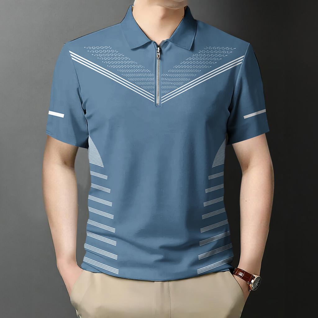 Business Zipper Men's Polo Shirt Casual Versatile Men's Shirt Workplace Basic Shirt Male